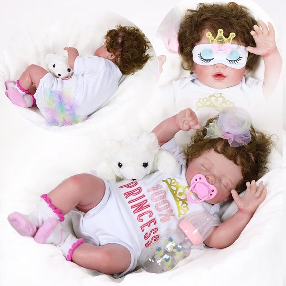 Sleeping Reborn Baby Dolls, 20 Inch Lifelike Newborn Baby Girl Doll - Picture 7 of 9